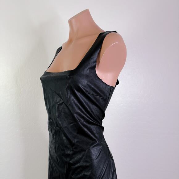Commando Square Neck Sleeveless Stretch Leather Dress Black Reputation Large NWT - Picture 7 of 11